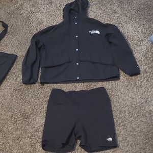 The North Face Black Hooded Jacket and Shorts